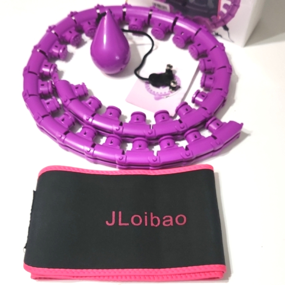 Purple Weighted Hula Hoop with Pink-Trim Travel Band
